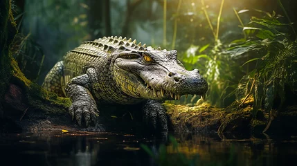 Wandcirkels tuinposter Big crocodile in the jungle © Doraway