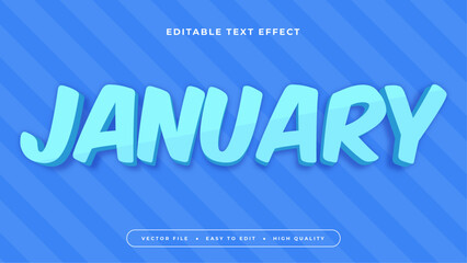 Blue january 3d editable text effect - font style - obrazy, fototapety, plakaty