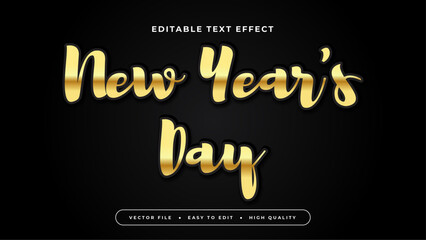 Black and gold new years day 3d editable text effect - font style