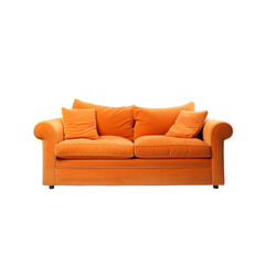 An Orange Couch with Vibrant Pillows