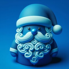 Blue Santa Claus. Minimal concept of Christmas and New Year celebration