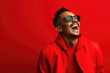 Obraz premium Black man male attractive sunglasses happy african person lifestyle guy portrait young handsome
