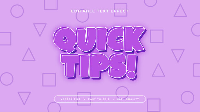 Purple white quick tips! 3d editable text effect - font style
