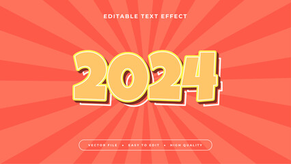 Fototapeta na wymiar Colorful 2024 3d editable text effect - font style