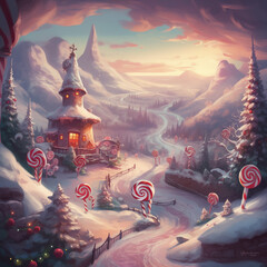 Christmas or Holiday Cartoon Candy Land 