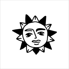 vector illustration of sun faced character
