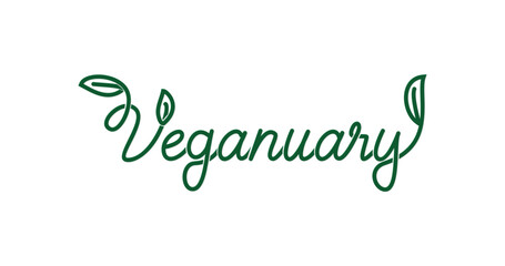 Veganuary text Handwritten text calligraphy vector illustration. Great for encouraging people to follow a vegan lifestyle from January through text calligraphy on your content