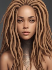 Photo of a young girl, portrait, with dreadlocks