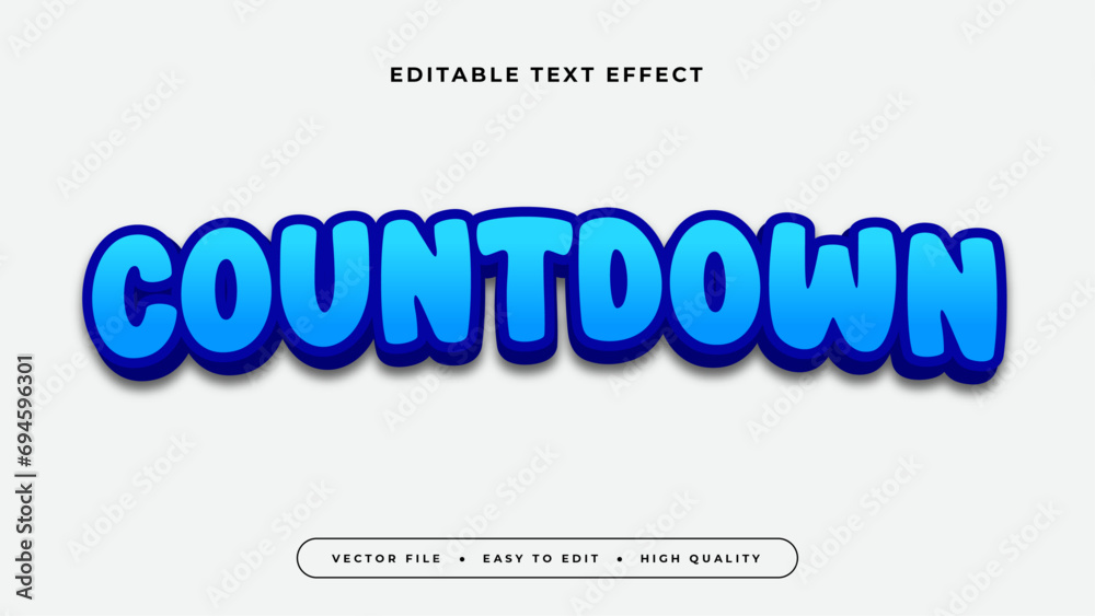 Poster White and blue countdown 3d editable text effect - font style