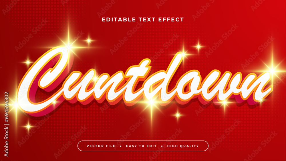 Poster Gold white and red countdown 3d editable text effect - font style