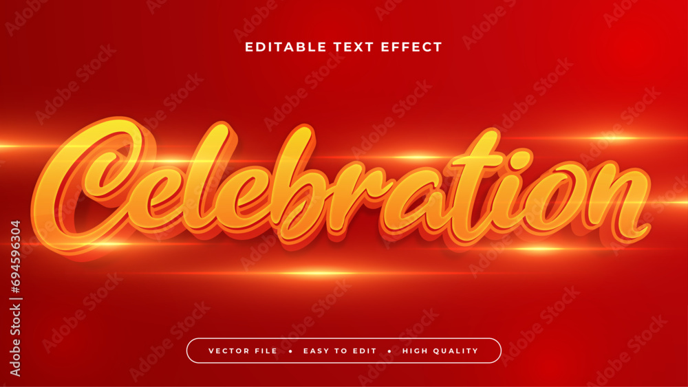 Poster orange and red celebration 3d editable text effect - font style