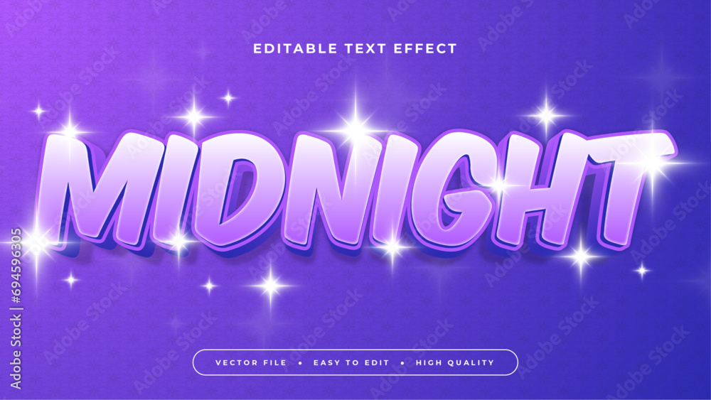 Poster purple violet midnight 3d editable text effect - font style