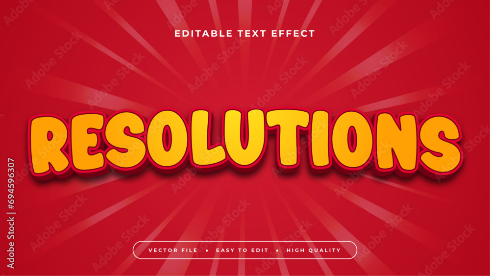 Poster Red and orange resolution 3d editable text effect - font style