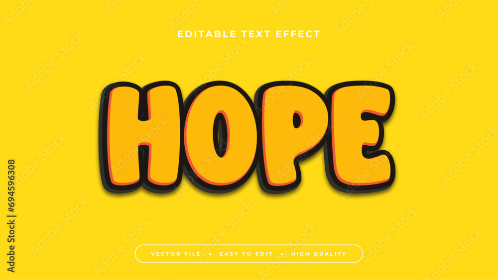 Poster orange and yellow hope 3d editable text effect - font style
