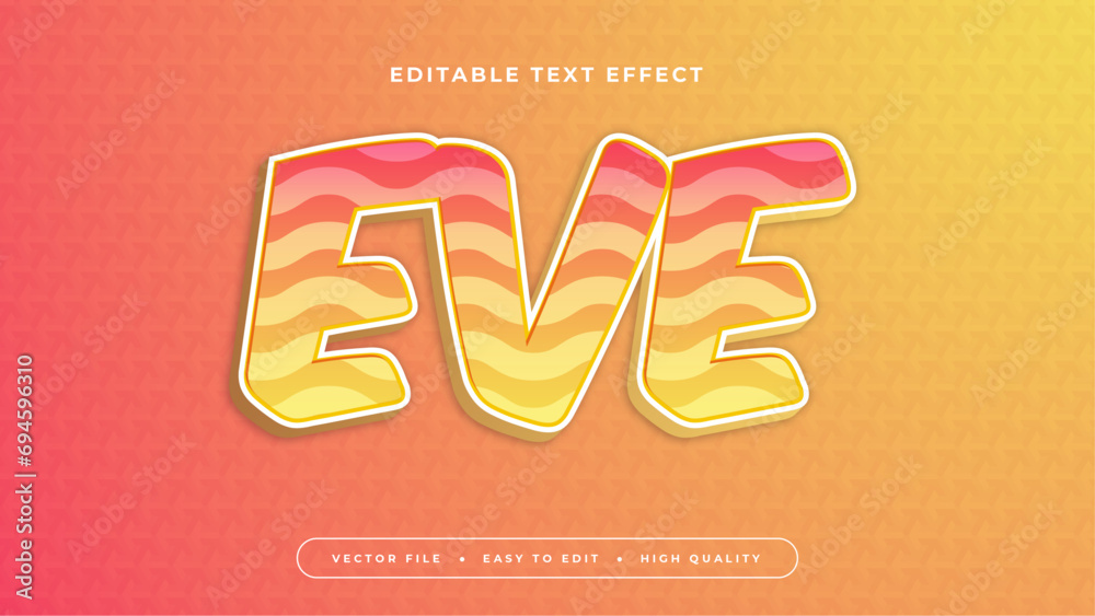 Poster peach orange and yellow eve 3d editable text effect - font style