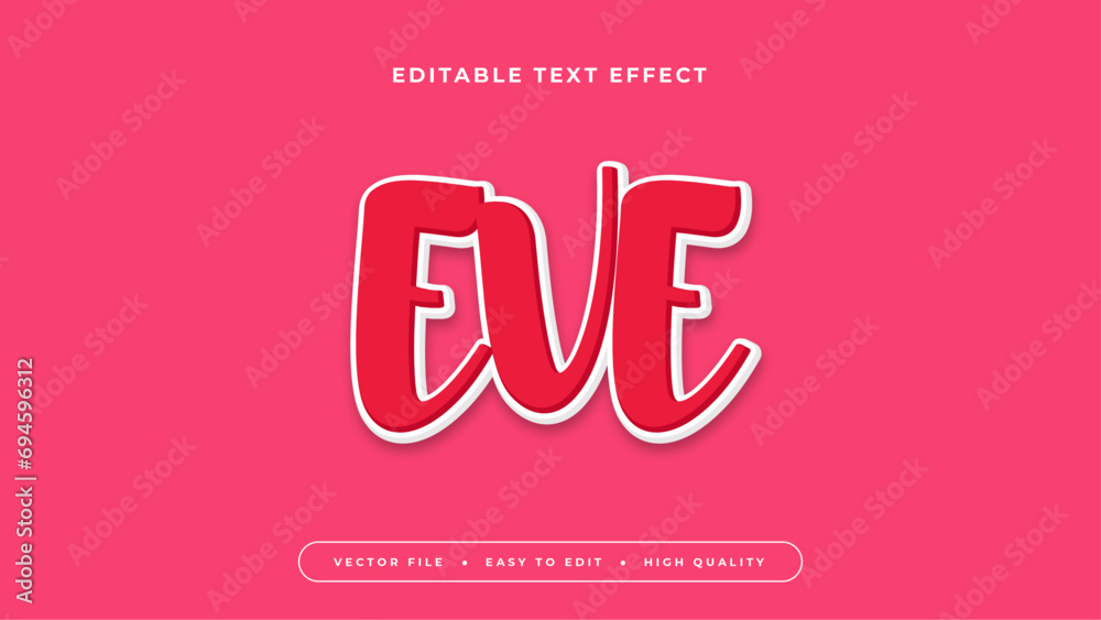 Poster pink white and red eve 3d editable text effect - font style