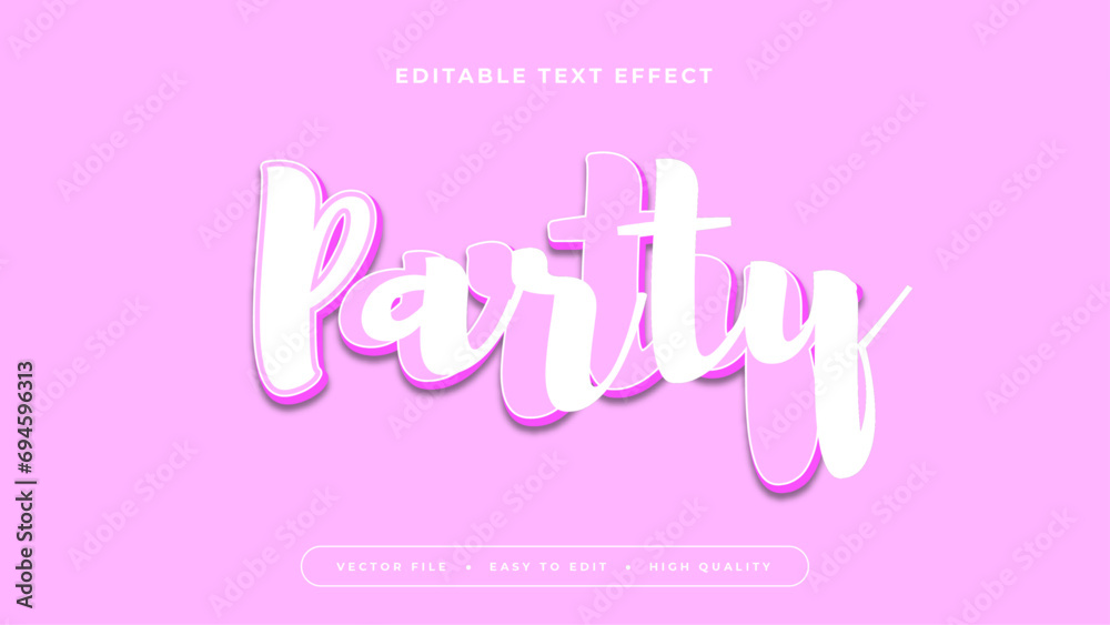 Poster White and pink party 3d editable text effect - font style