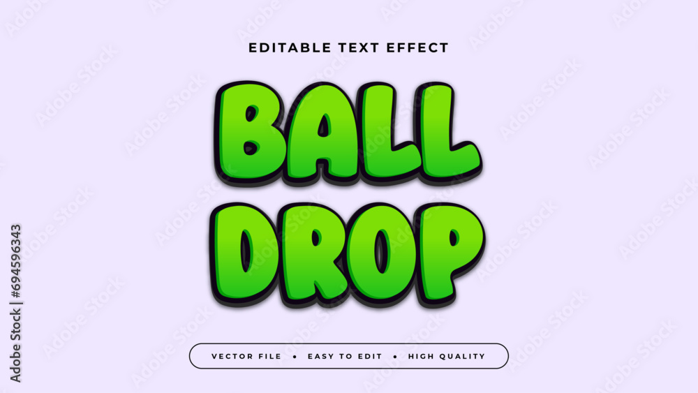 Poster White green and black ball drop 3d editable text effect - font style