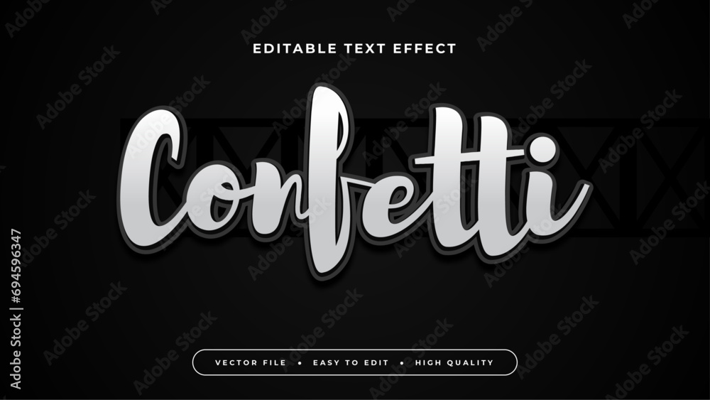 Aufkleber black and white confetti 3d editable text effect - font style