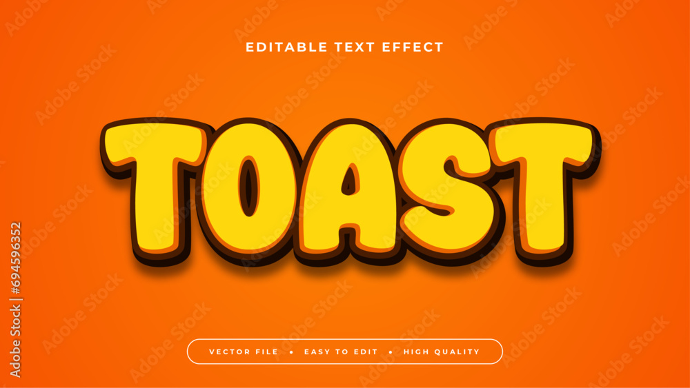 Poster Yellow black and orange toast 3d editable text effect - font style