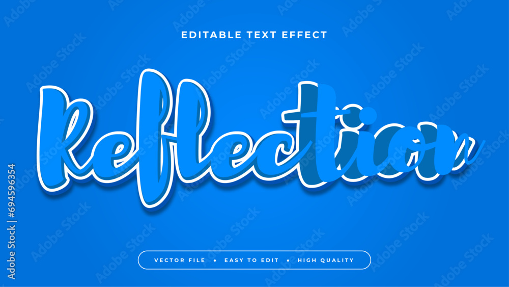 Poster White and blue reflection 3d editable text effect - font style