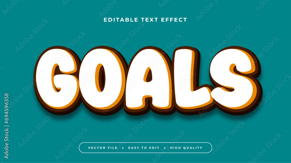 Poster green black and white goals 3d editable text effect - font style