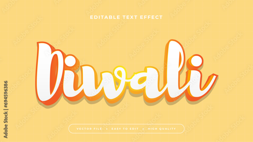 Poster Yellow red and white diwali 3d editable text effect - font style