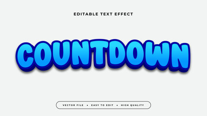 White and blue countdown 3d editable text effect - font style