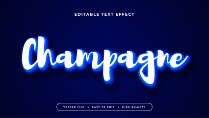 Blue and white champagne 3d editable text effect - font style