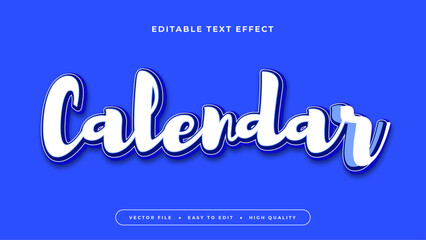 Blue and white calendar 3d editable text effect - font style