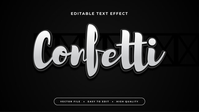 Black and white confetti 3d editable text effect - font style