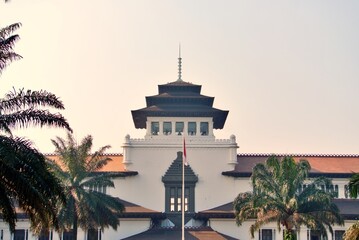Gedung Sate, a historic building in the center of Bandung, Indonesia.