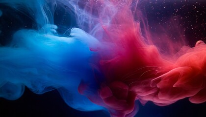 Red blue color smoke. Paint water splash. colorful smoke on dark background 
