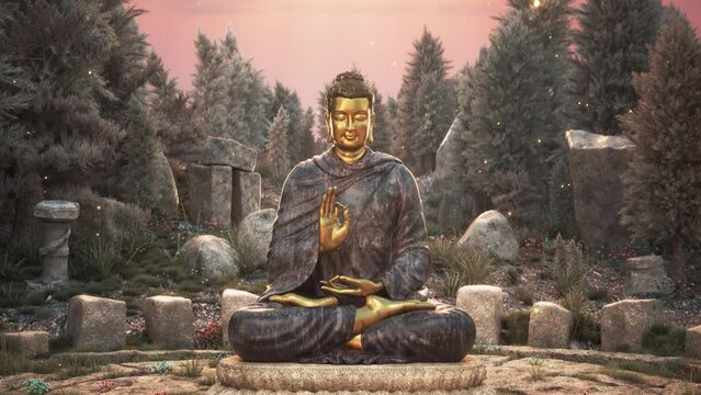 Serene Buddha Statue Animation for Meditation and Spiritual Use