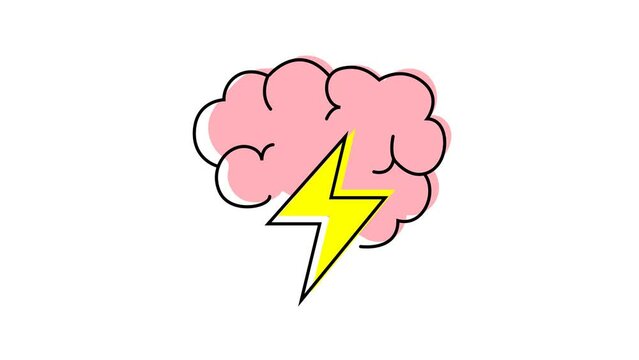 the brain. the idea. speed. lightning. a task. purpose. the icon. vector.