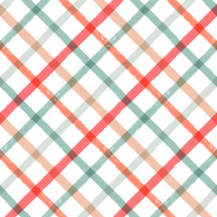Gingham seamless pattern. Watercolor pastel lines texture for shirts, plaid, tablecloths, clothes, bedding, blankets, makeup wrapping paper. vector checkered summer girly print