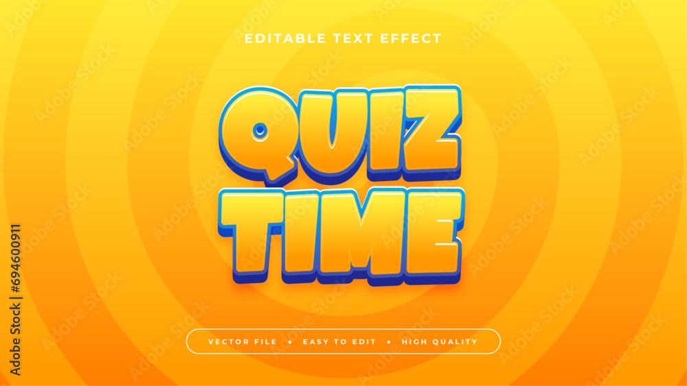 Poster Colorful quiz time 3d editable text effect - font style