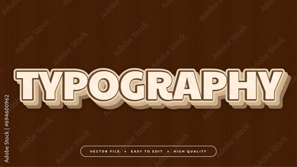 Poster Brown cream typography 3d editable text effect - font style