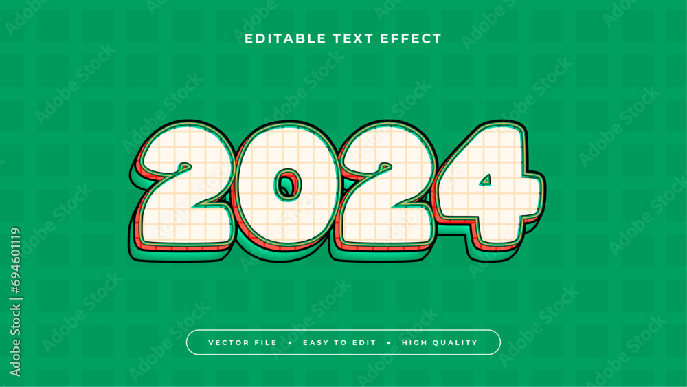 Poster Colorful 2024 3d editable text effect - font style