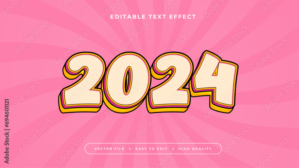 Poster Colorful 2024 3d editable text effect - font style