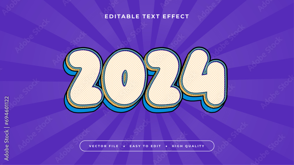 Poster Colorful 2024 3d editable text effect - font style