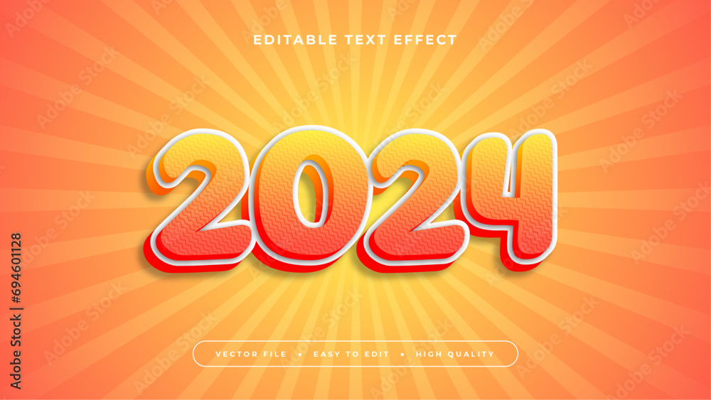 Poster Colorful 2024 3d editable text effect - font style