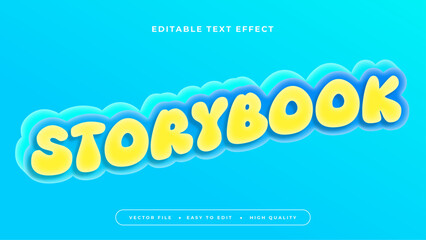 Blue yellow storybook 3d editable text effect - font style