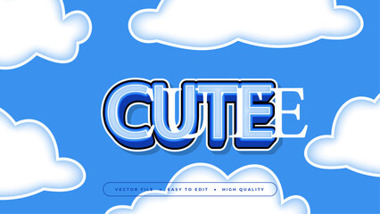 Blue white and black cute 3d editable text effect - font style