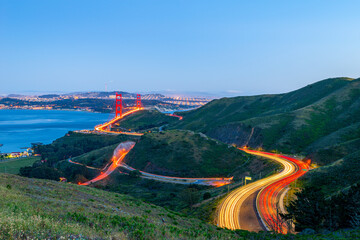 Highway 101 leading into Golden Gate Bridge - San Francisco, CA USA