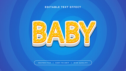 Blue orange and white baby 3d editable text effect - font style