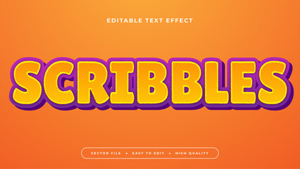 Obraz premium Orange purple and yellow scribbles 3d editable text effect - font style