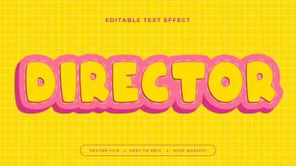 Pink white and yellow director 3d editable text effect - font style