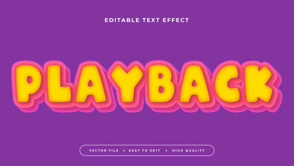 Pink yellow and purple playback 3d editable text effect - font style
