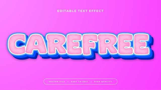Blue pink and white carefree 3d editable text effect - font style